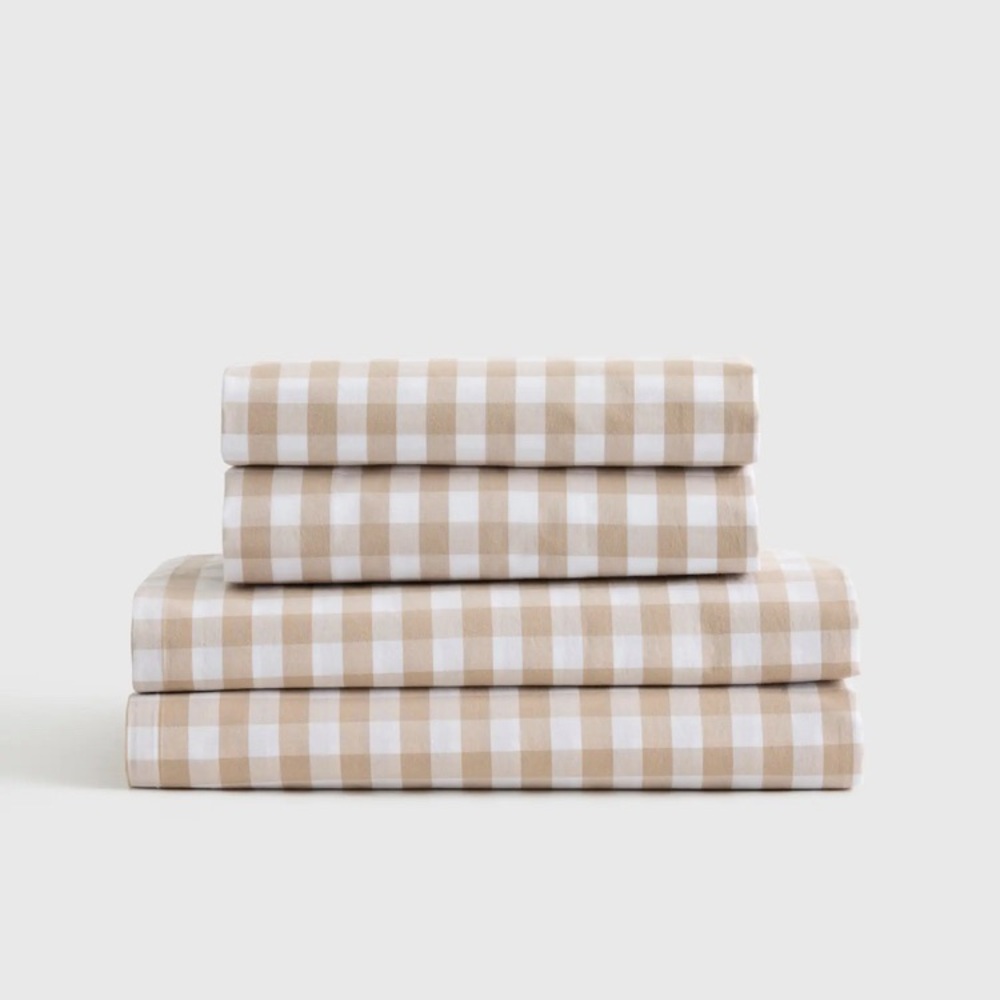 NWOT Quince Organic Cotton Gingham Sheet Set for Full Bed